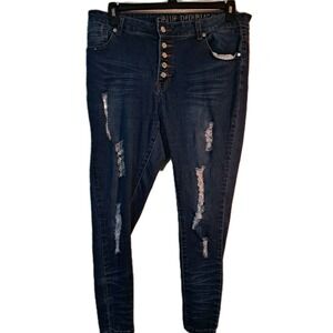 Blue‎ Republic Womens Jeans Size 16 Dark Wash Denim Distressed Button Fly